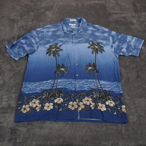 Vintage Pierre Cardin Hawaiian Shirt Mens Extra Large Rayon Palm Trees‎ Ocean